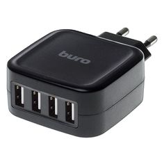 Сетевое зарядное устройство BURO TJ-286B, 4xUSB, 5 A, black