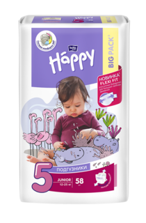 Подгузники для детей Bella Baby Happy Junior по 58 шт.