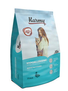 Сухой корм для кошек Karmy Hypoallergenic, гипоаллергенный, утка, 1,5кг