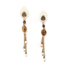 Серьги из бижутерного сплава с тигровым глазом Nature Bijoux NB21.1-12-75220