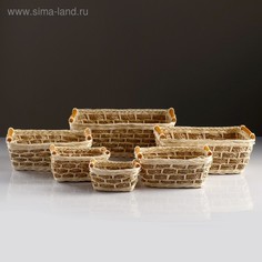Набор корзин, 6 шт, 35×24×13, 30×21×12, 26×18×11, 22×15×11, 18×12×9, 13×10×7,5 см, ротанг No Brand