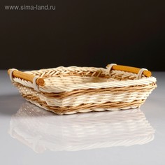 Корзина с ручками, 19×19×4,5 см, ротанг No Brand