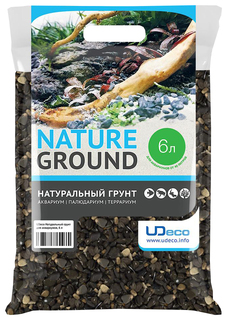 Грунт для аквариума и террариума UDeco Relict Dark, галька реликтовая, 5-10 мм, 6 л