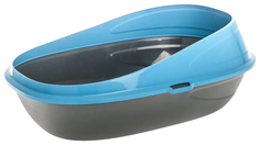 Лоток для кошек Pet-it с бортиком, серый/бирюзовый, 59x39x23 см