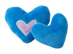 Игрушка для кошек Rogz плюшевые сердечки, с мятой, синий, 2 шт