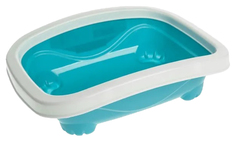 Лоток для кошек M-Pets MEMPHIS с бортиком, бирюзовый, S, 40,5x33,2x12 см