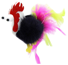 Игрушка для кошек GoSi Петух Виссарион из натуральной норки с хвостом из пера