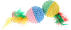 Игрушка для кошек ЗооПласт, Мяч с пером, 4 см, 6 шт