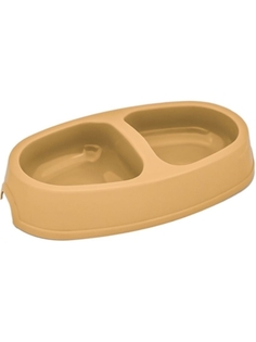Миска для кошек Дарэлл ЕВРО двойная, бежевая, 2x250 мл