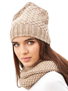 Комплект (шапка+снуд+варежки) женский Siberika Кэри-Алекс-Карри бежевый, р. 54-56