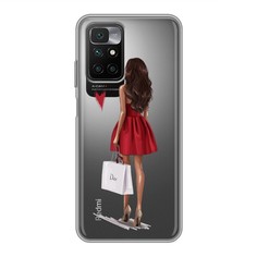 Полупрозрачный дизайнерский силиконовый чехол для Xiaomi Redmi 10 Девушка в платье 100gadgets