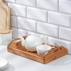 Поднос с декором, с покрытием, 30×20×6,5 см, сосна No Brand