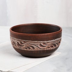 Пиала "Окрошка", ангоб, красная глина, 1 л, микс