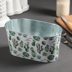 Подставка для столовых приборов металлическая «Кактусомания» No Brand