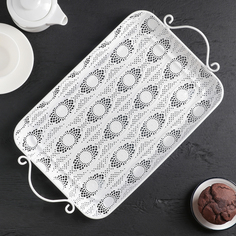 Поднос «Кружево», 40,5×24 см, металлический, цвет белый No Brand