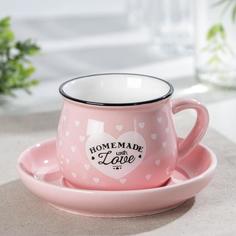 Кофейная пара «Уютный дом», 180 мл, блюдце 12,5 см, цвет МИКС No Brand