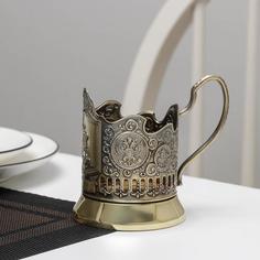 Подстаканник Георгий Победоносец, стакан d=6,1 см, латунный Кольчугинский мельхиор