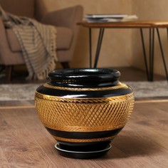 Горшок для цветов "Сетка", чёрный, золото, керамика, 22 л