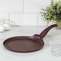 Сковорода блинная кованая Доляна Broun, d=25 см, ручка soft-touch, антипригарное покрытие,