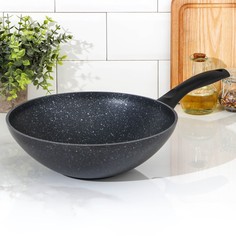 Сковорода-Wok, d=28, антипригарное покрытие, цвет тёмный мрамор Kukmara