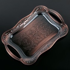 Поднос с ручками Изобилие, 31×20×2,5 см, цвет бронзовый No Brand