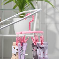 Сушилка для белья подвесная, 15,5×15,5 см, 6 прищепок, цвет МИКС No Brand