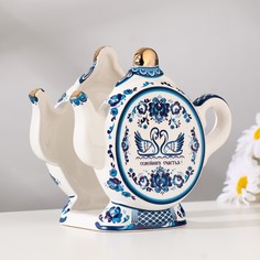 Салфетница чайник, гжель No Brand