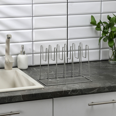 Подставка под крышки настольная, 5 предметов, 28×16×22 см, цвет хром No Brand