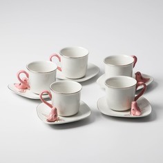 Сервиз кофейный «Колибри», 10 шт: 5 чашек 120 мл, 5 блюдец d=14,5 см No Brand