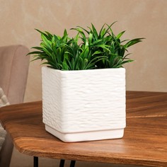 Кашпо "Квадрат ", белое, керамика, 1.5 л, 1 сорт, Иран