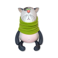Мягкая игрушка-антистресс Штучки, к которым тянутся ручки Кот Умка, зеленый шарф