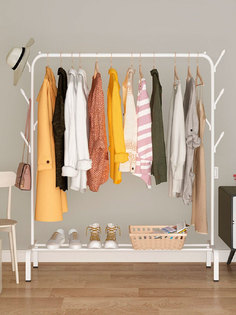 Вешалка напольная ANIMORE с подставкой для обуви и крючками, белая, 150х110