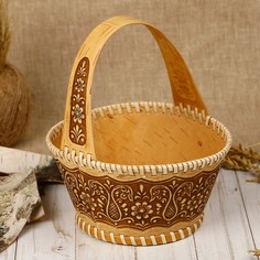 Конфетница «Корзинка узорная», 17×20 см, береста No Brand
