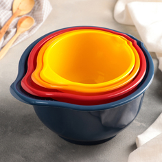 Набор ёмкостей для миксера, 4 шт: 1,4, 1,9, 2,6, 3,6 л, цвет МИКС Martika