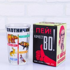 Стакан гранёный в подарочной упаковке "Охотничий!" 250 мл No Brand