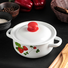 Кастрюля, 1,5 л, декор МИКС, цвет белый Сибирские Товары