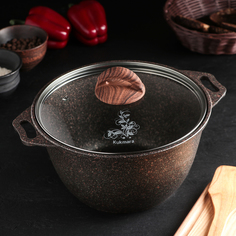 Кастрюля Granit ultra, 2 л, стеклянная крышка, антипригарное покрытие, цвет коричневый Kukmara