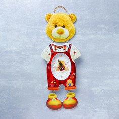 Часы настенные, серия: Детские, Мишка в комбинезоне, 16 х 42 см, 1 АА No Brand