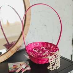 Корзины плетеная, бамбук, розовая, низкая No Brand