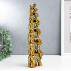 Сувенир полистоун зеркальные вставки "Пирамида из 7 слонов" 30х10,5х5,5 см Sima-Land