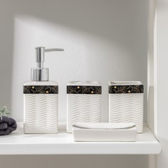 Набор аксессуаров для ванной комнаты Natural, 4 предмета (дозатор 350 мл, мыльница, 2 стак No Brand