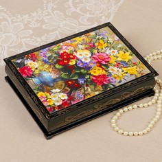 Шкатулка «Букет в вазе», 17×22 см, лаковая миниатюра Sima-Land