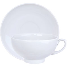 Чашка чайная с блюдцем Дулево Рубин Белая, 220мл., фарфор