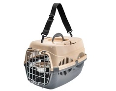 Переноска Yami-Yami Спутник-1 43x29x27,5 см с наплечным ремнем и миской бежево-серая