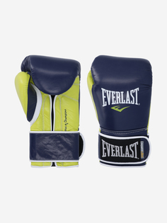 Перчатки боксерские Everlast PowerLock Leather, Синий, размер 14 oz