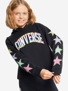 Худи для девочек Converse Shine Raglan, Черный, размер 128