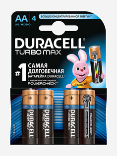 Батарейки щелочные Duracell Turbo AA/LR06, 4 шт., Черный, размер Без размера