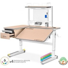 Парта трансоформер Mealux Woodville Multicolor Energy с полкой, столешница клен, накладки на ножках серые (BD-850 MG/MC Energy+BD P-17 MG)