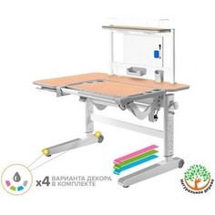 Парта трансоформер Mealux Kingwood Multicolor MG с полкой, столешница клен, накладки на ножках серые (BD-820 MG Multicolor + BD P-17 MG)