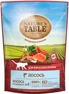 Сухой корм для кошек Natures Table, лосось, 0,65кг